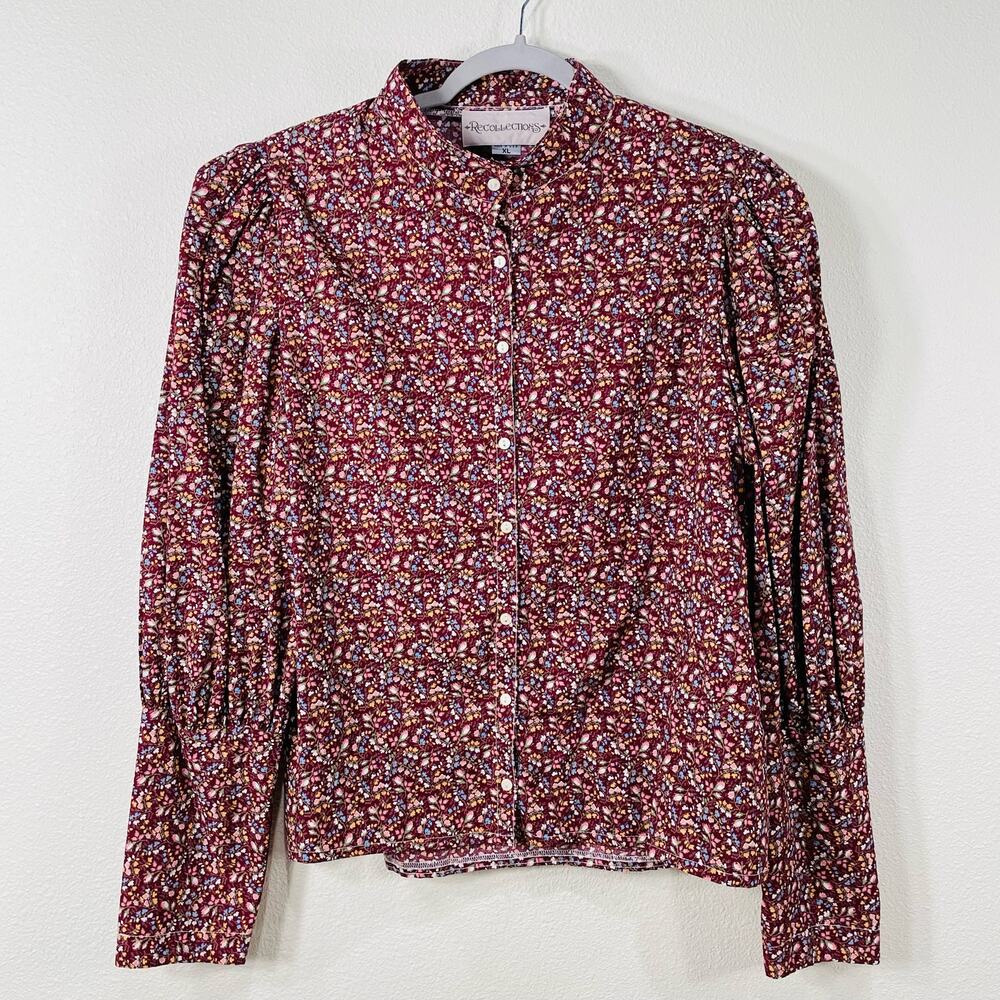 Vintage Recollections Floral Long Sleeve Button Up Shirt Cottage Prairie XL